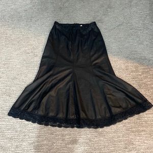 Free people faux leather skirt with lace hem mermaid cut size 4